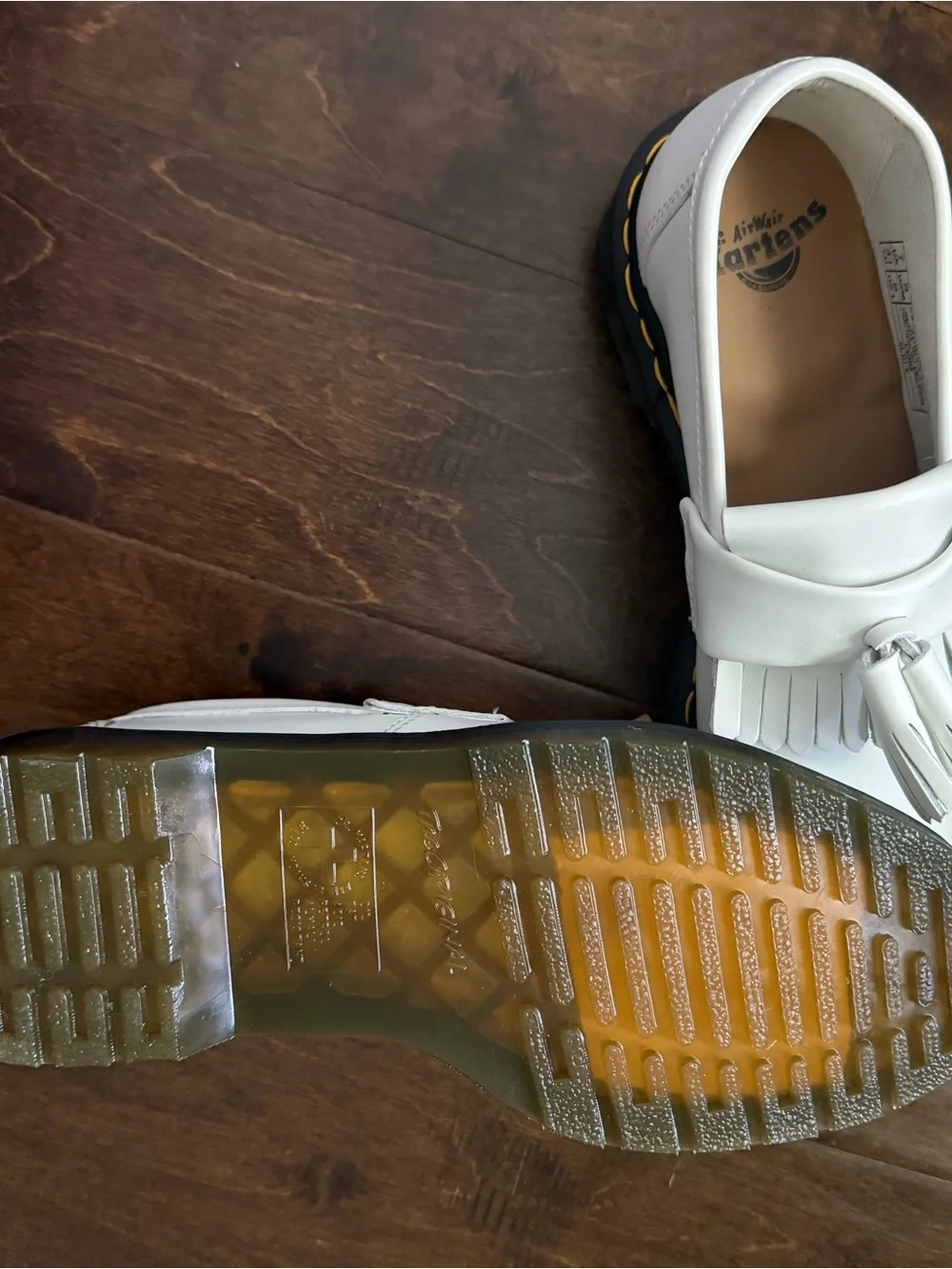 Dr. Martens White Leather Tassel Kiltie Loafers